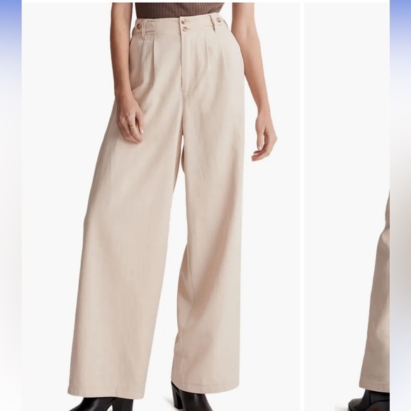 NWT Madewell Plus Harlow Wide-Leg Pant in Beige Size 14 Petite - Picture 1 of 9